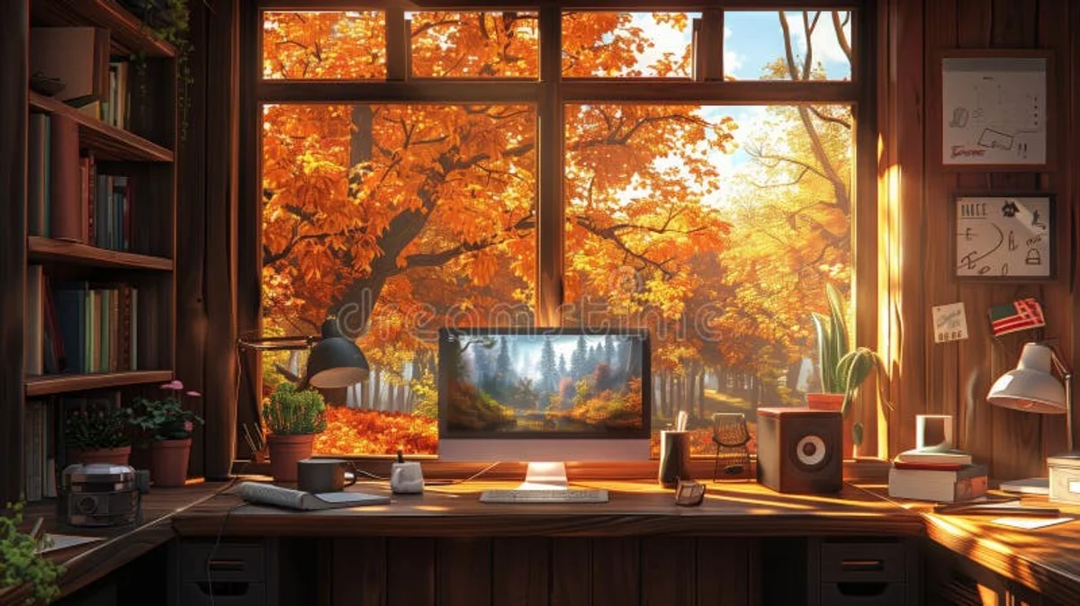 cozy workspace autumn czech