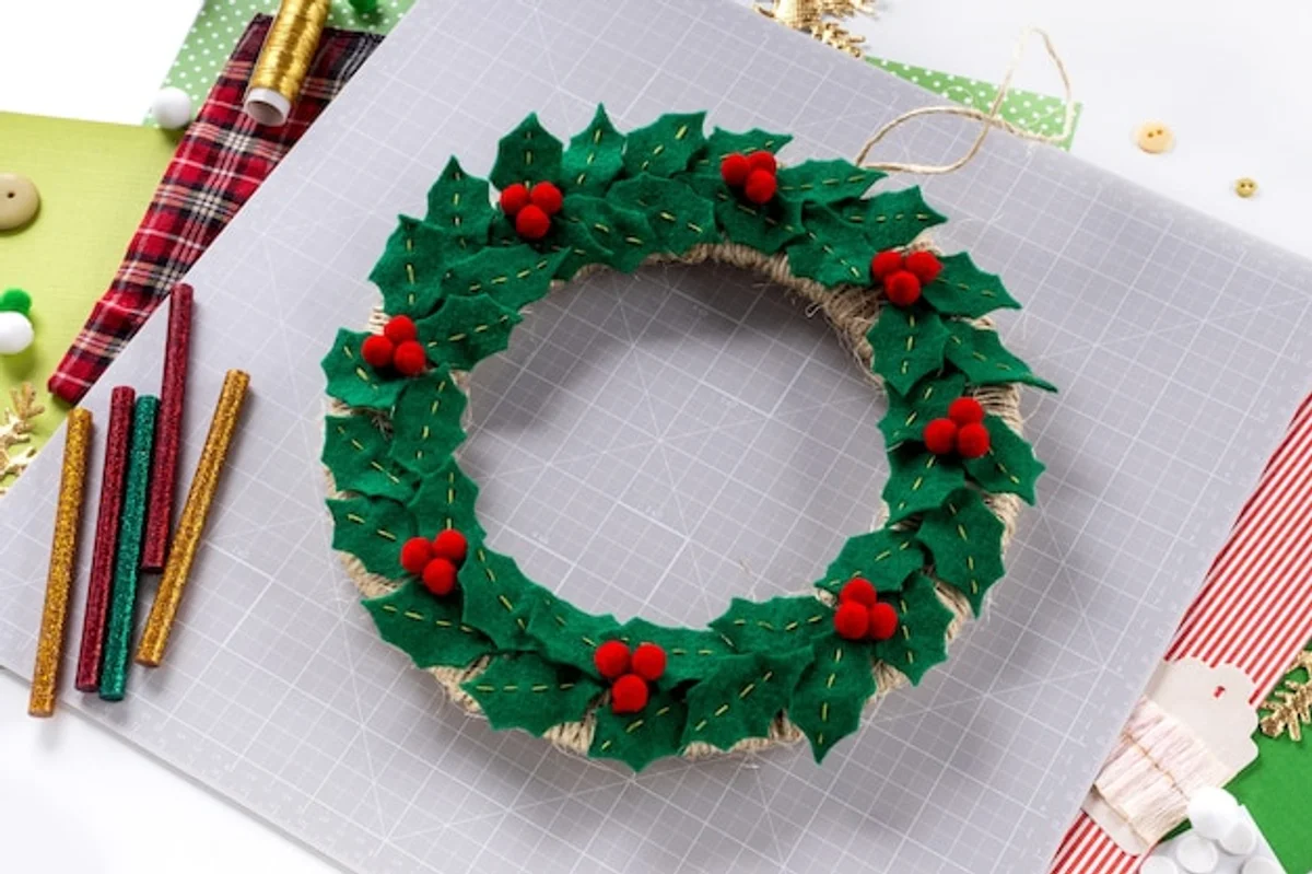 DIY fall wreath from recycled materials