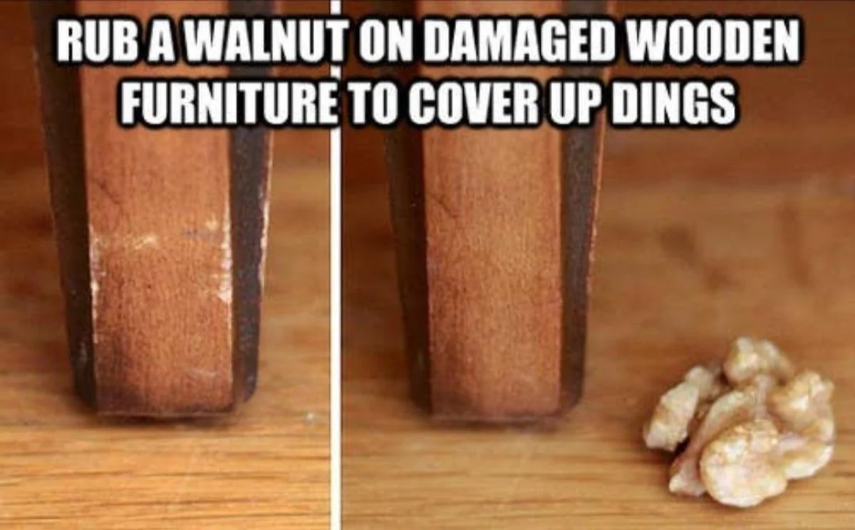 fixing wood scratch with walnut home remedy