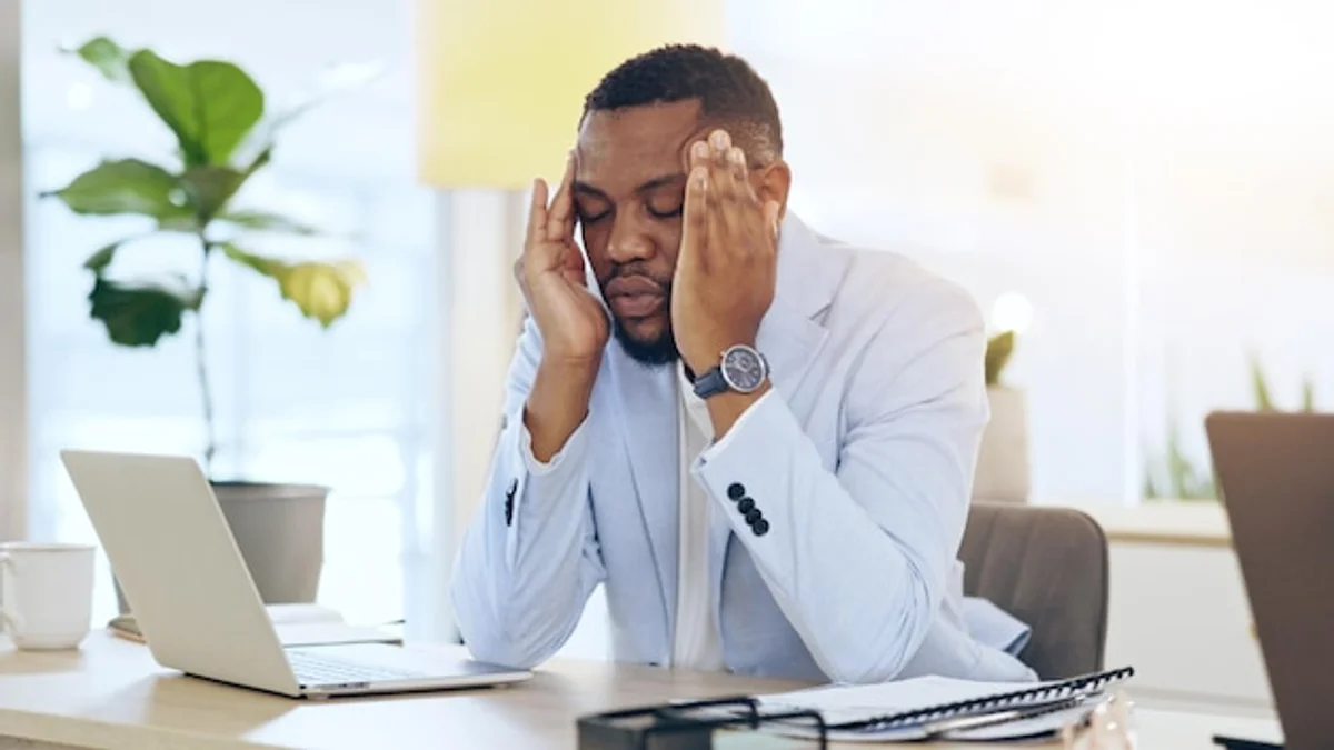 frustrated office worker failed plan