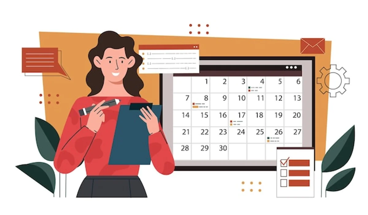 young professional planning goals with calendar