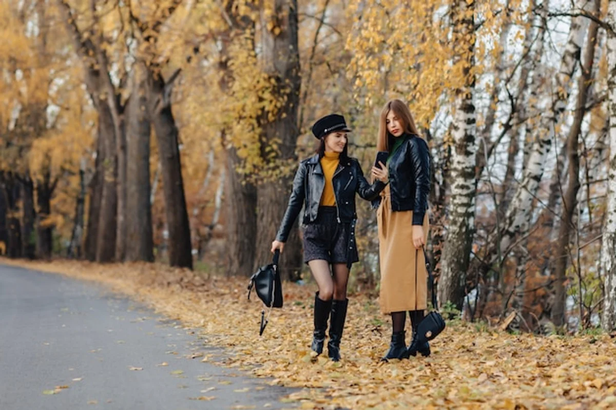 autumn walk skincare benefits woman park