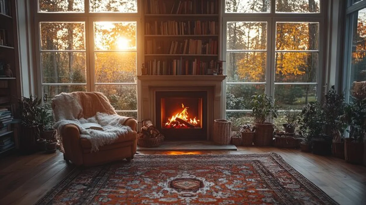 cozy living room autumn lights