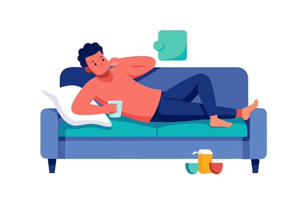 man relaxing with coffee at home creative break