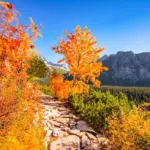 autumn hiking european landscape mountains colorful forest