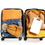 autumn travel packing flat lay