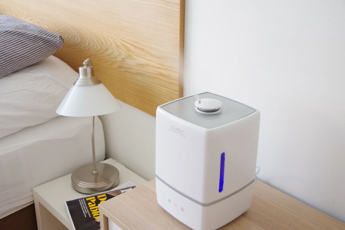humidifier in cozy czech apartment during winter