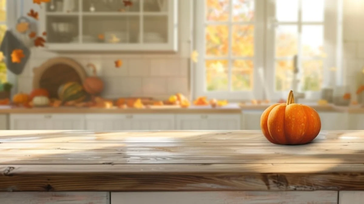 vibrant pumpkin soup in bowl on rustic table autumn mood