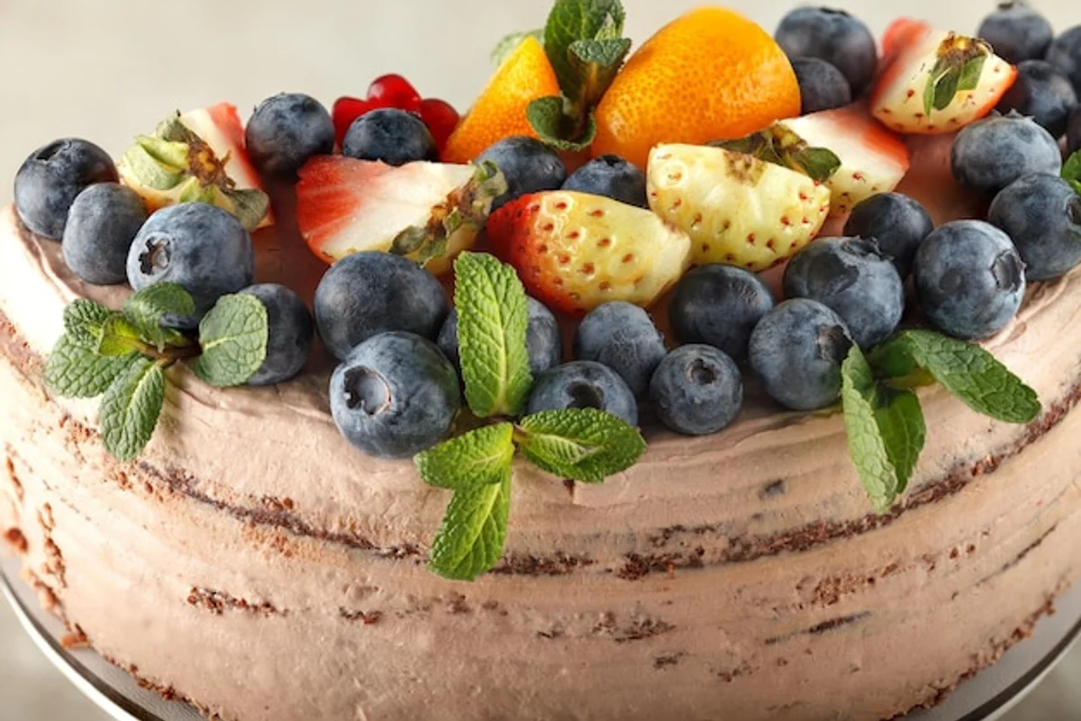 homemade cake with almond flour and fruit