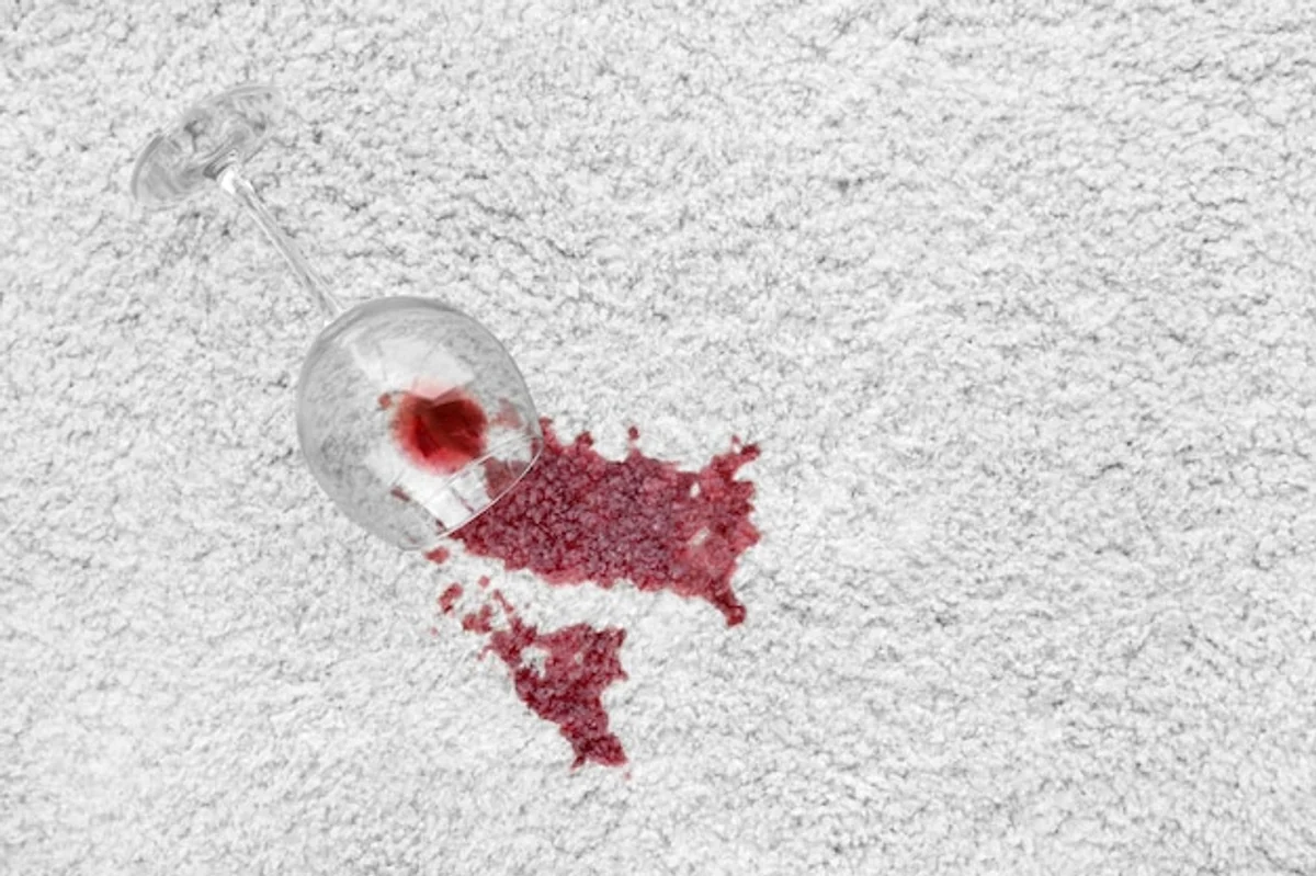 red wine spill on white carpet