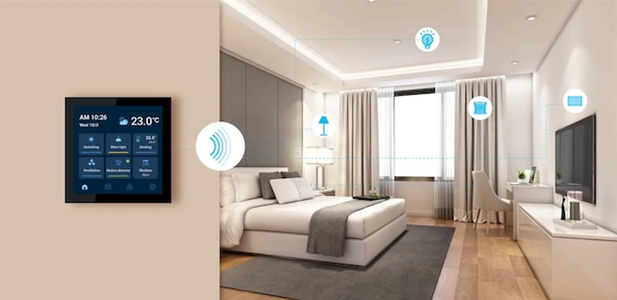 smart home security system in modern european apartment