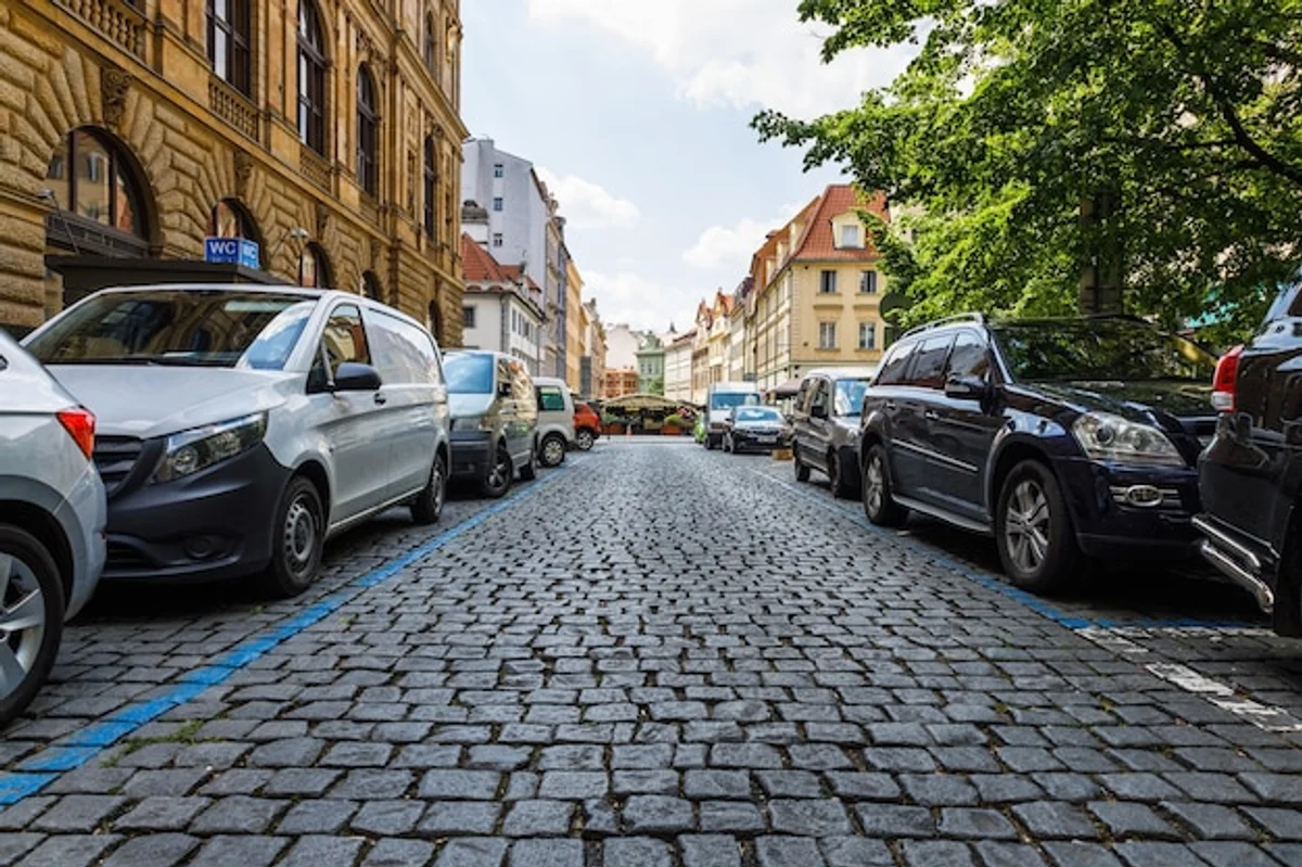 cheap parking Prague street city