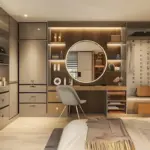modern organized minimalist closet adult bedroom