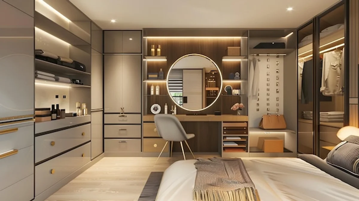 modern organized minimalist closet adult bedroom
