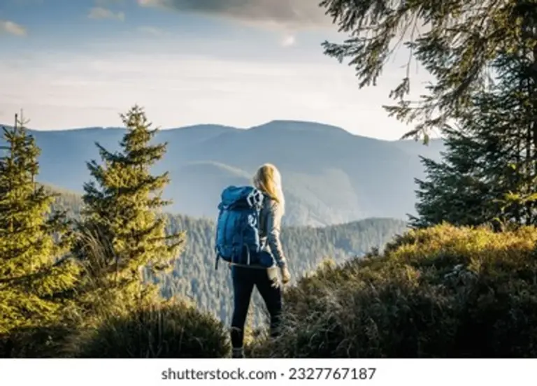 solo hiker czech mountains dramatic landscape
