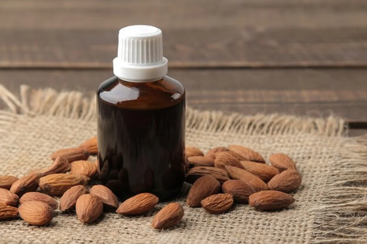 natural almond oil skincare glass bottle