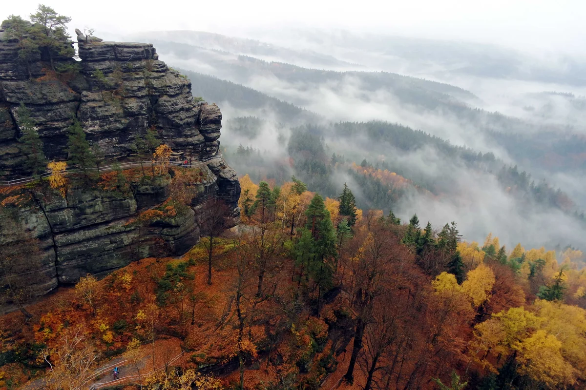 Czech autumn peaceful hiking trail solitude