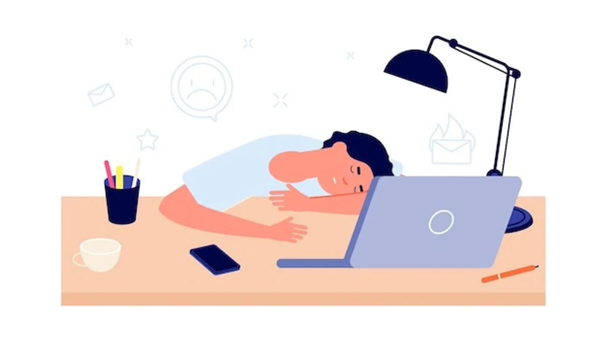 stressed office worker procrastination illustration