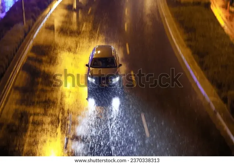 stressed driver autumn traffic rain Czech road