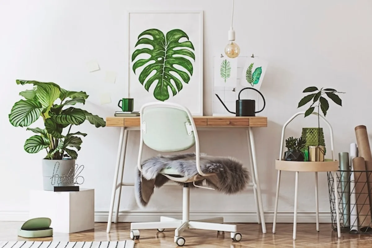 creative indoor plants workspace