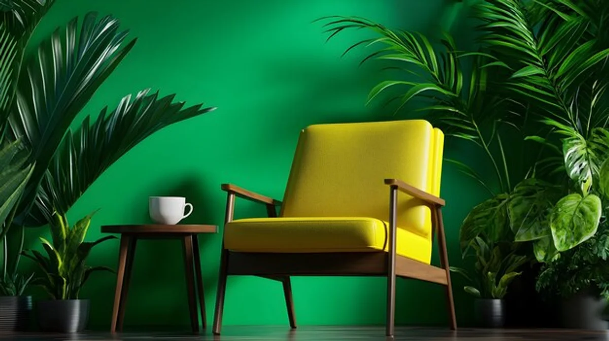 creative workspace with houseplants