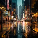 rainy day car navigation Czech city