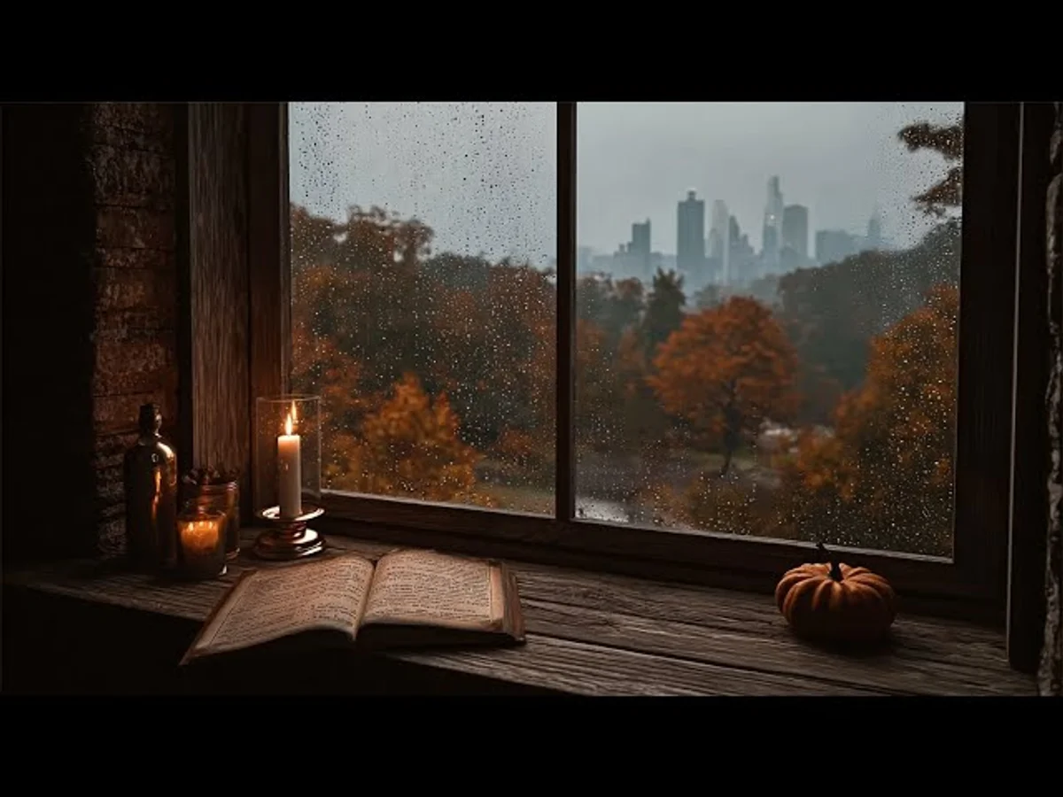 prague november cozy cafe window rain