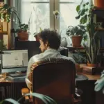 modern office with indoor plants desk productivity