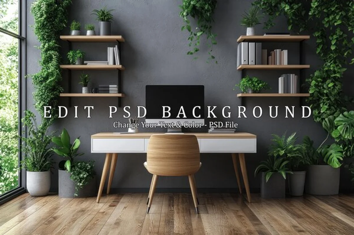 modern indoor office plants workspace