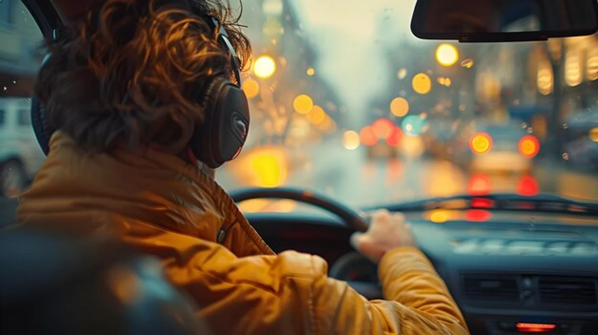 autumn rain driving fuel saving car