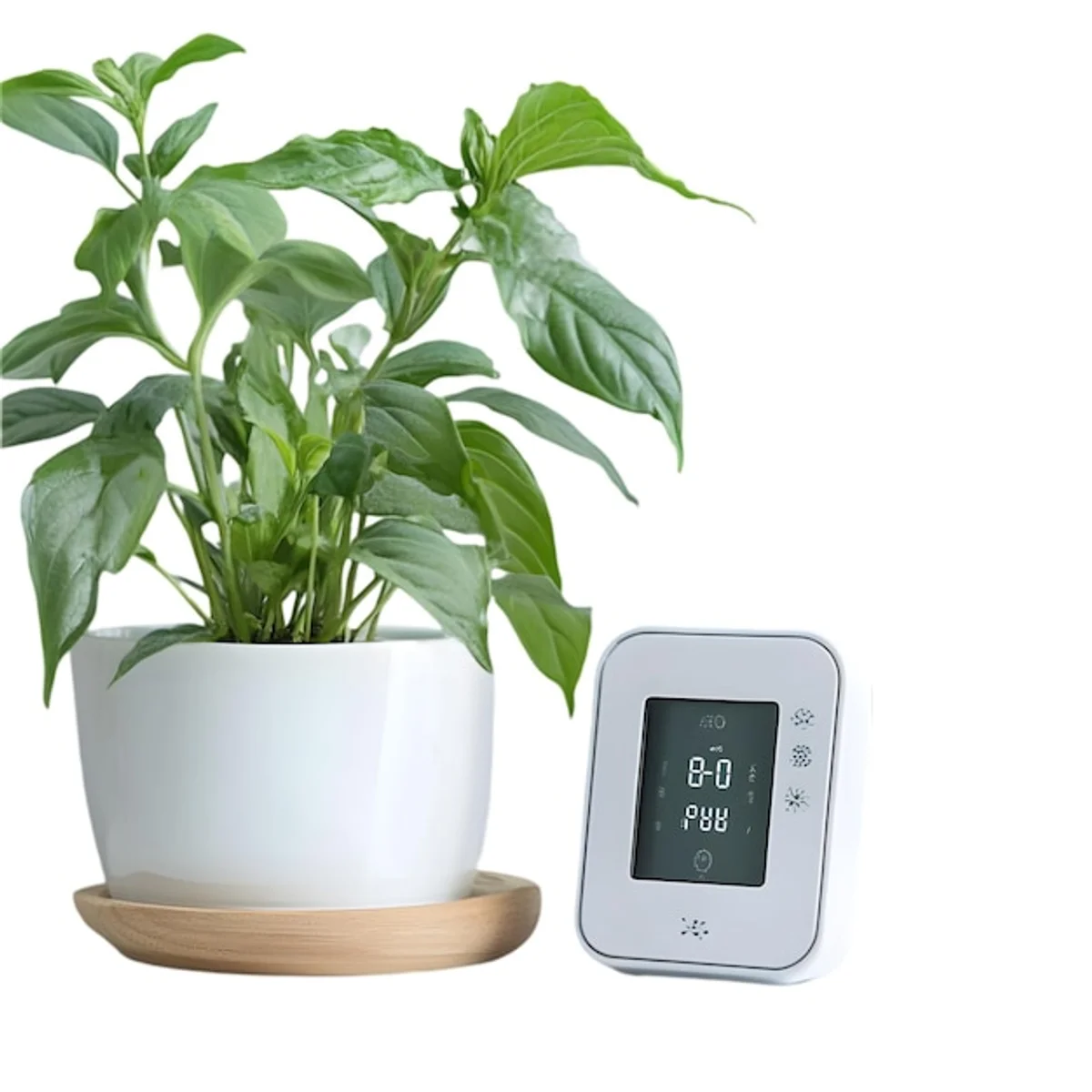 modern smart plant sensor in indoor flowerpot
