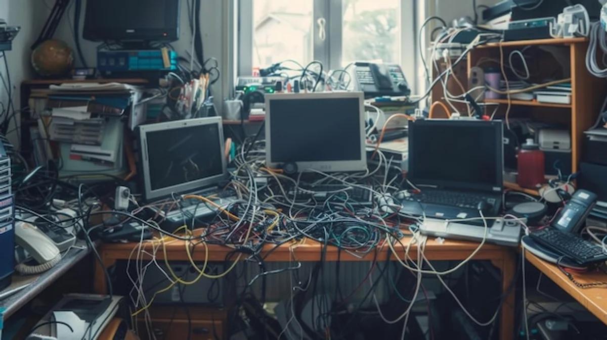 tangle free home office cables setup