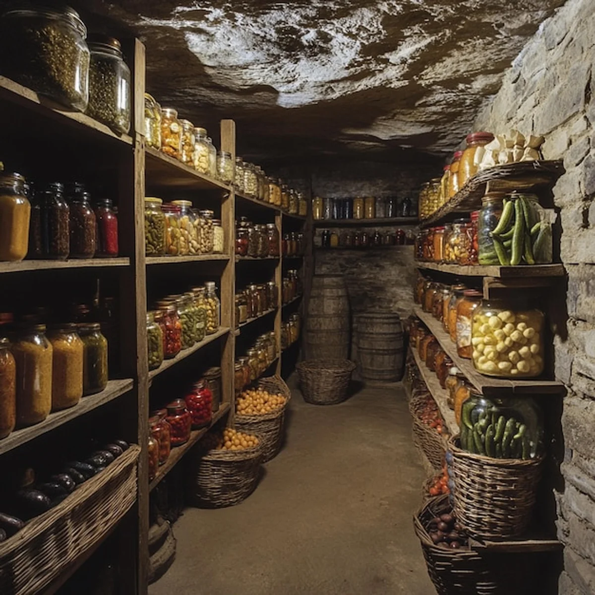 root vegetables storage in cellar