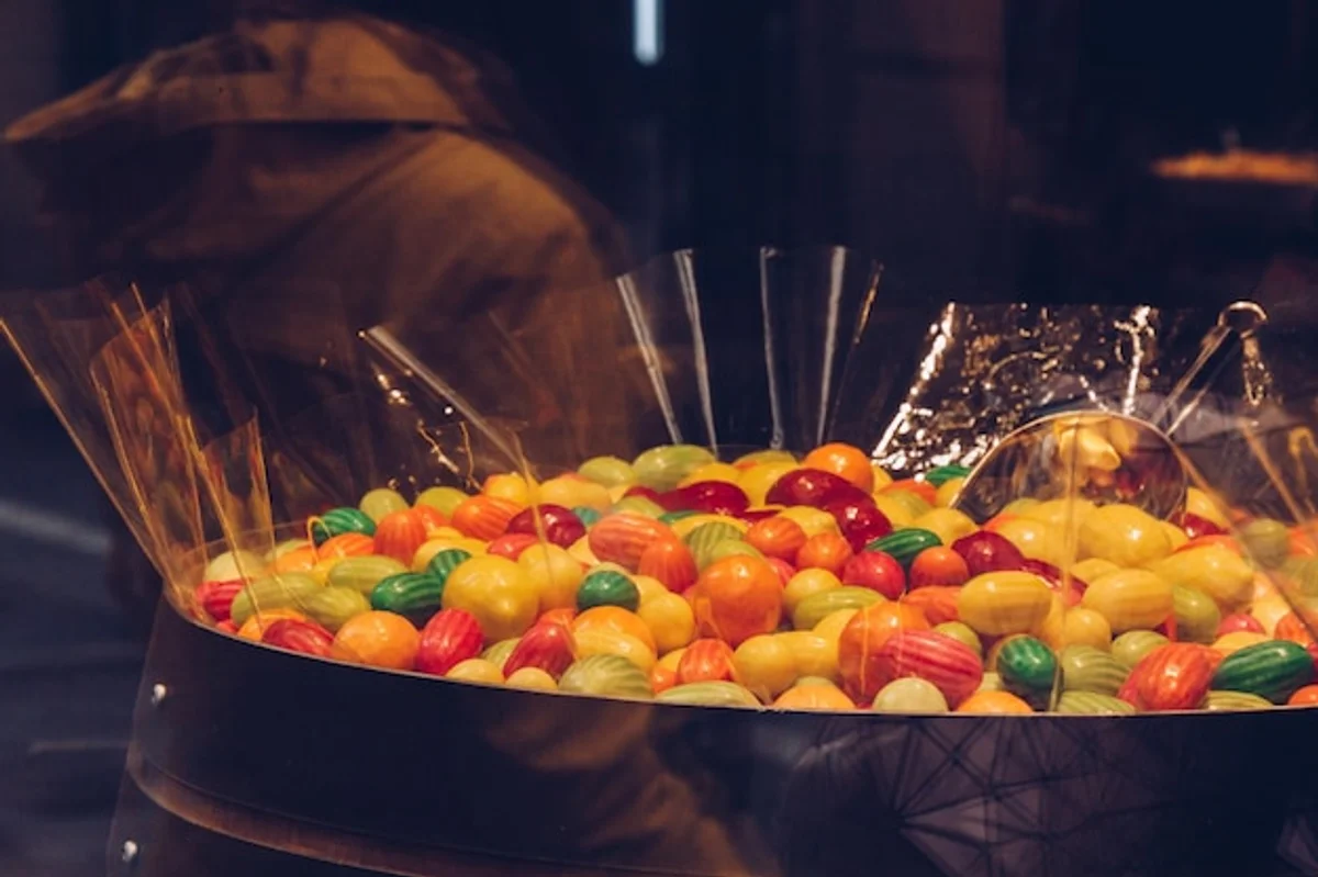 colorful european food market Prague