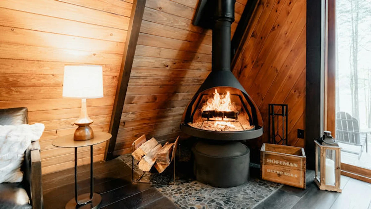 eco heating Czech home winter night family