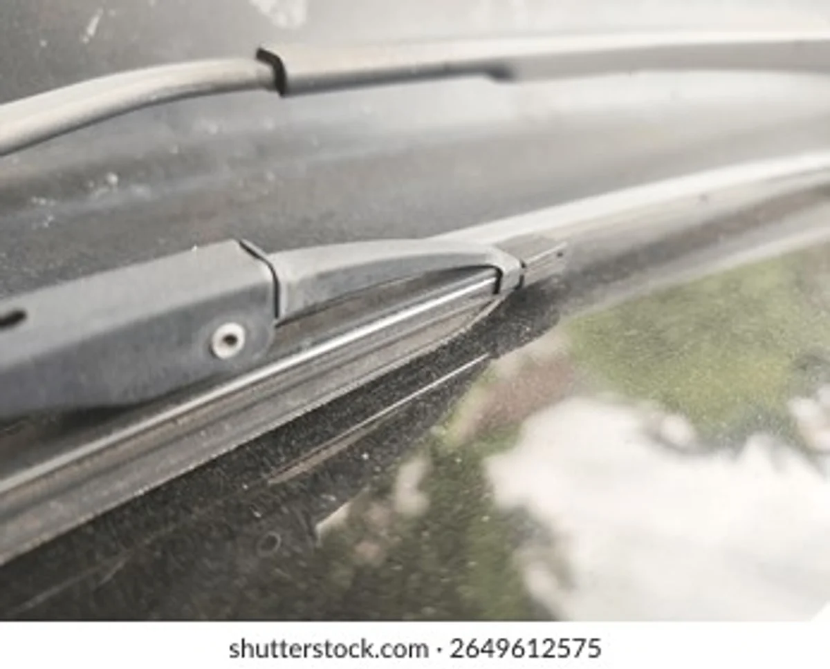 close up damaged wiper blade autumn Czech car