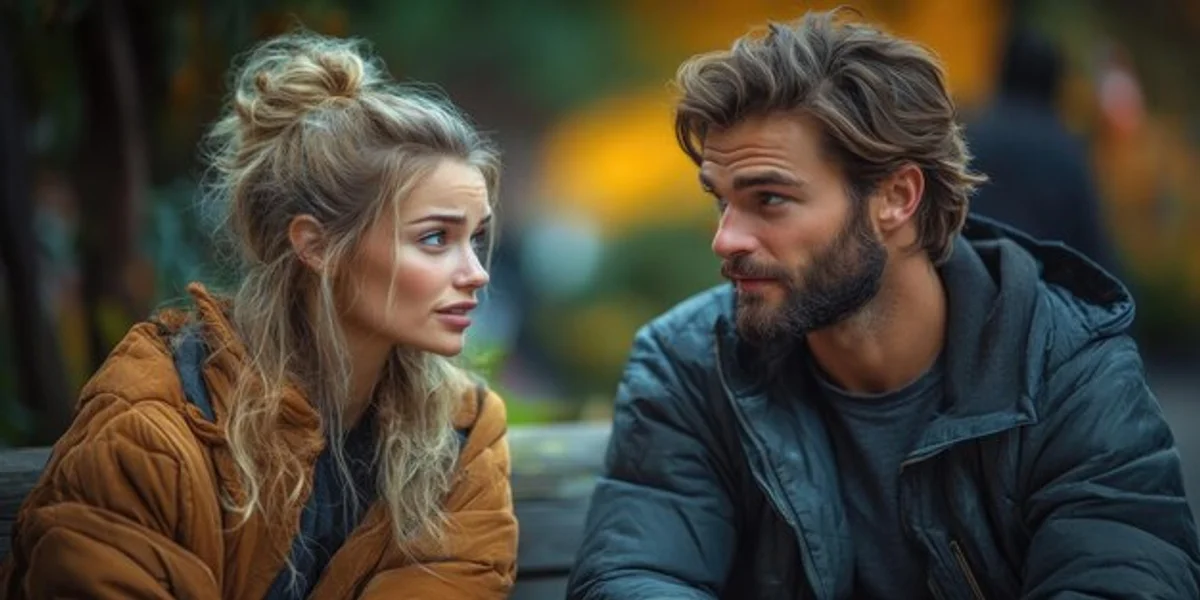 autumn couple communication cozy leaves