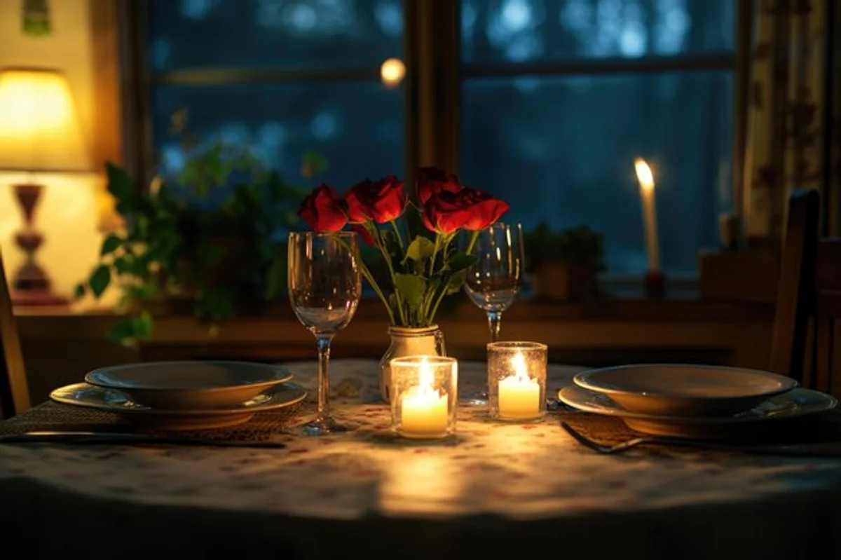 candlelight dinner autumn home cozy couple