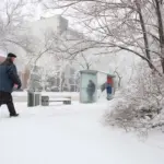 winter commute struggle office Czech Republic