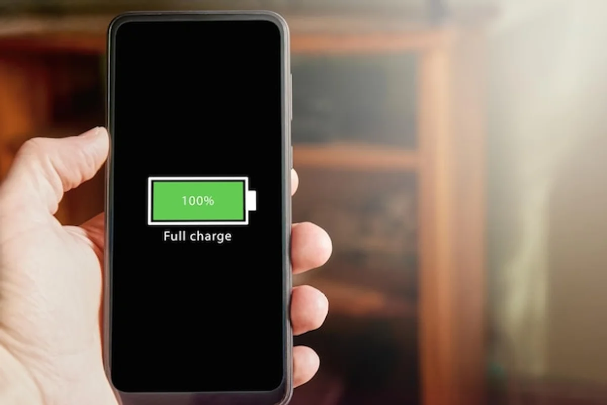 Apple iOS settings battery screenshot phone in hand