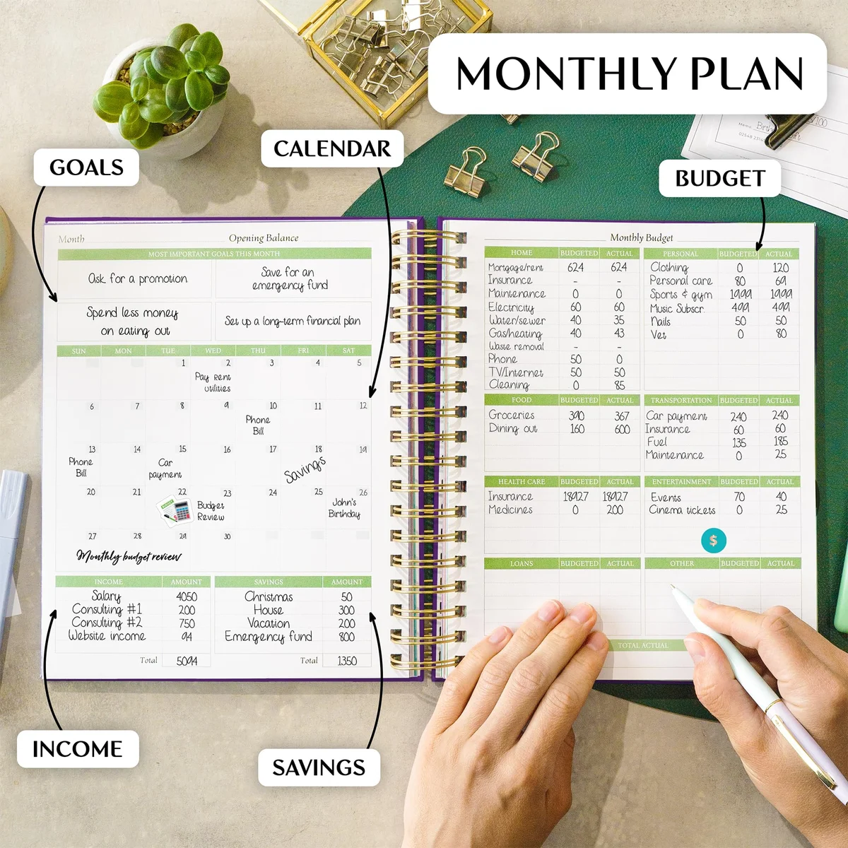 realistic czech family budgeting daily life table notebook