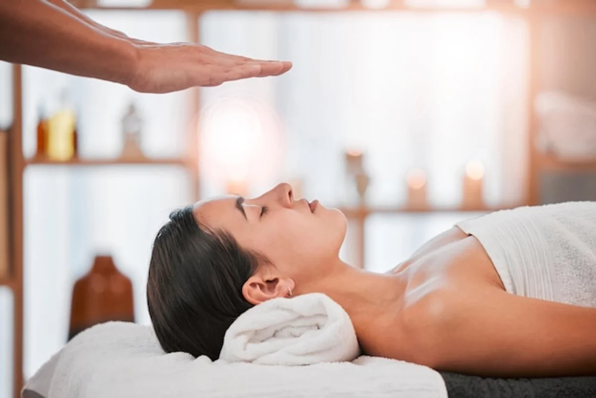 psychologist woman calm focus face skin health