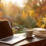 autumn budget planning czech cozy workspace