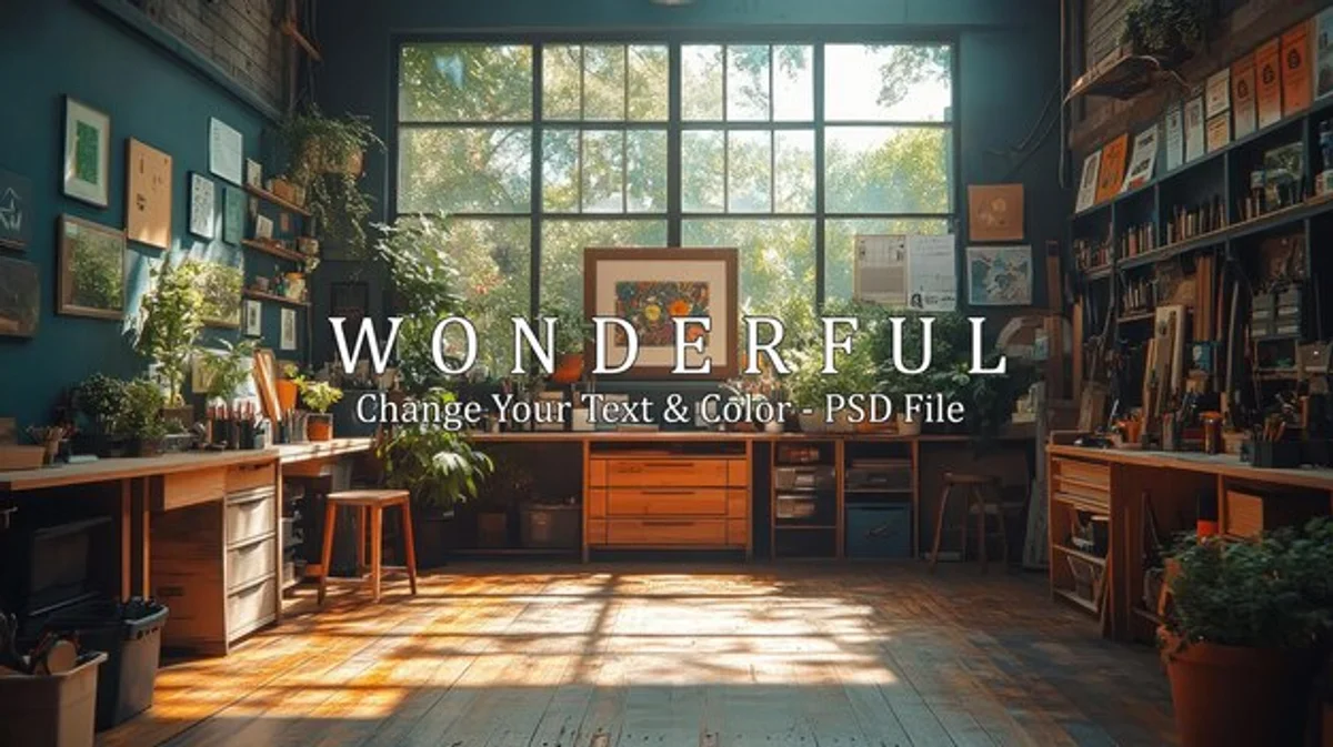 cozy artist studio with natural light and organized workspace