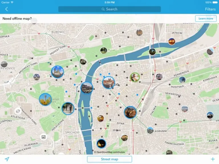 Prague offline navigation app city street user