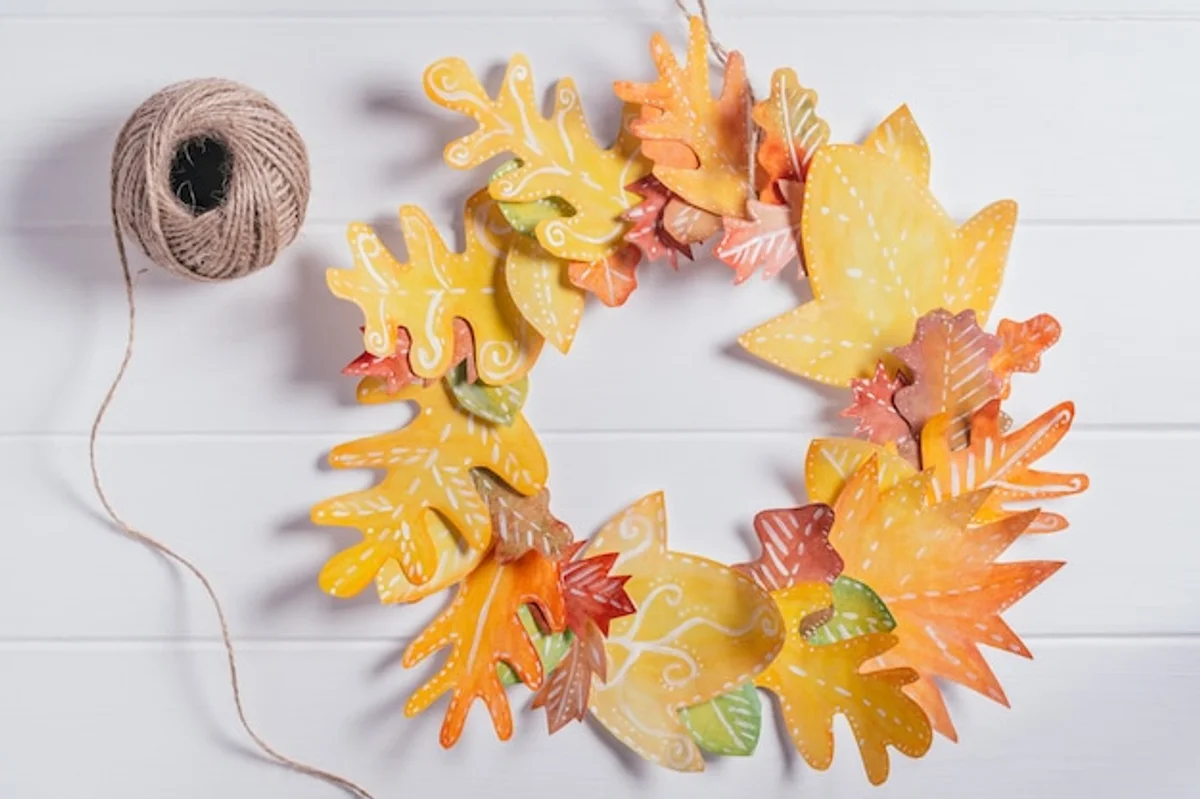 recycled paper autumn wreath diy