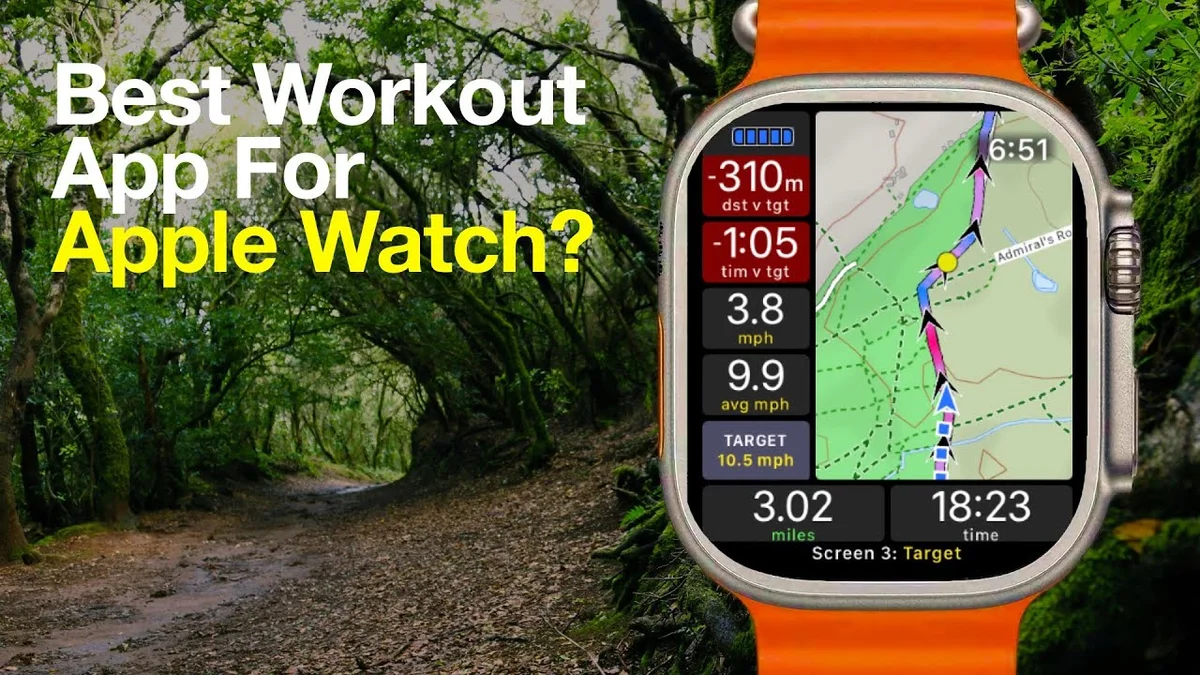 smartwatch offline map hiking autumn forest