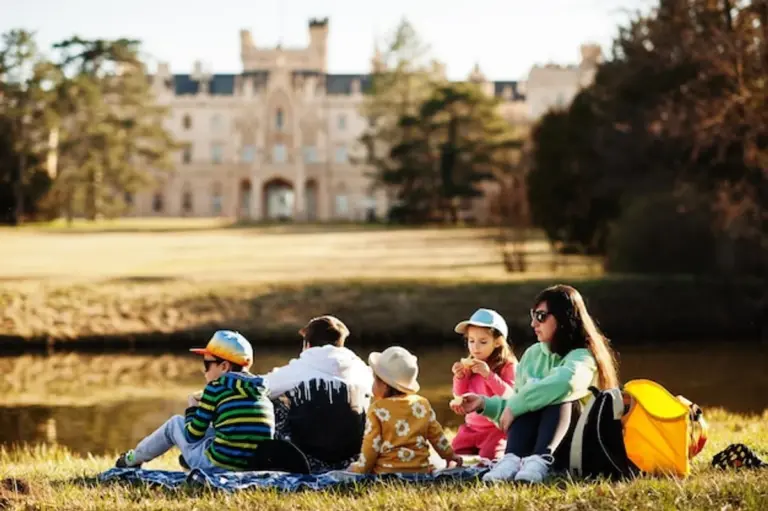 happy family picnic czech nature landscape