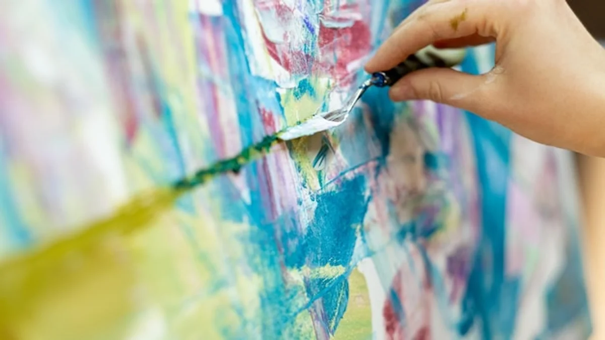 Creative process of abstract painting without paint or brushes