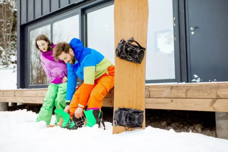 family preparing for ski trip at home